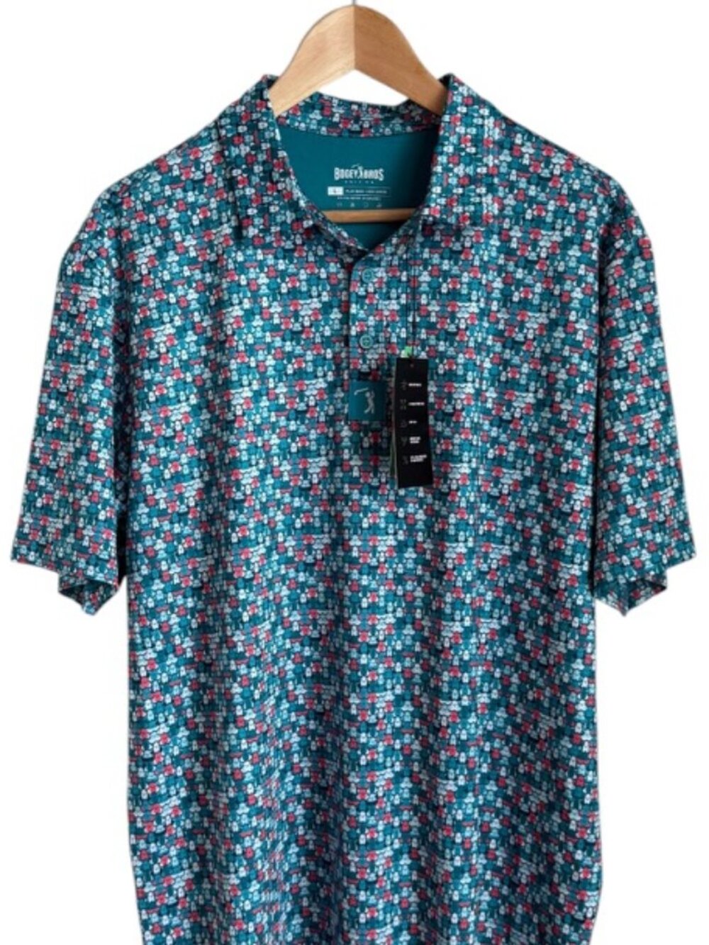 Bogey Bros Golf Polo NWT Large Whale Tail Print | Funny Golf Shirt | Men’s Perfo